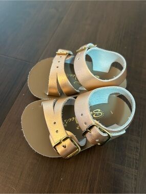 Sun San Metallic Rose Gold Buckle Sandals